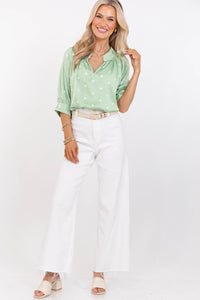 True Self Green Polka Dot Blouse