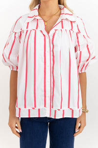 Better Than You Know Pink Striped Puff Sleeve Blouse