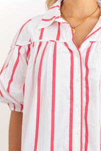 Better Than You Know Pink Striped Puff Sleeve Blouse