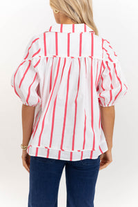 Better Than You Know Pink Striped Puff Sleeve Blouse