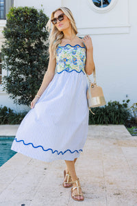 Everyday Done Right Light Blue Floral Midi Dress