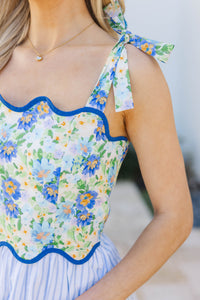 Everyday Done Right Light Blue Floral Midi Dress