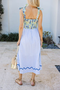 Everyday Done Right Light Blue Floral Midi Dress