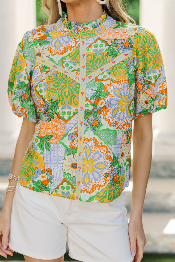 Perfect Petal Green Paisley Blouse