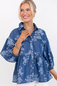 You’ll Reach For This Blue Floral Blouse