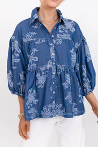 You’ll Reach For This Blue Floral Blouse