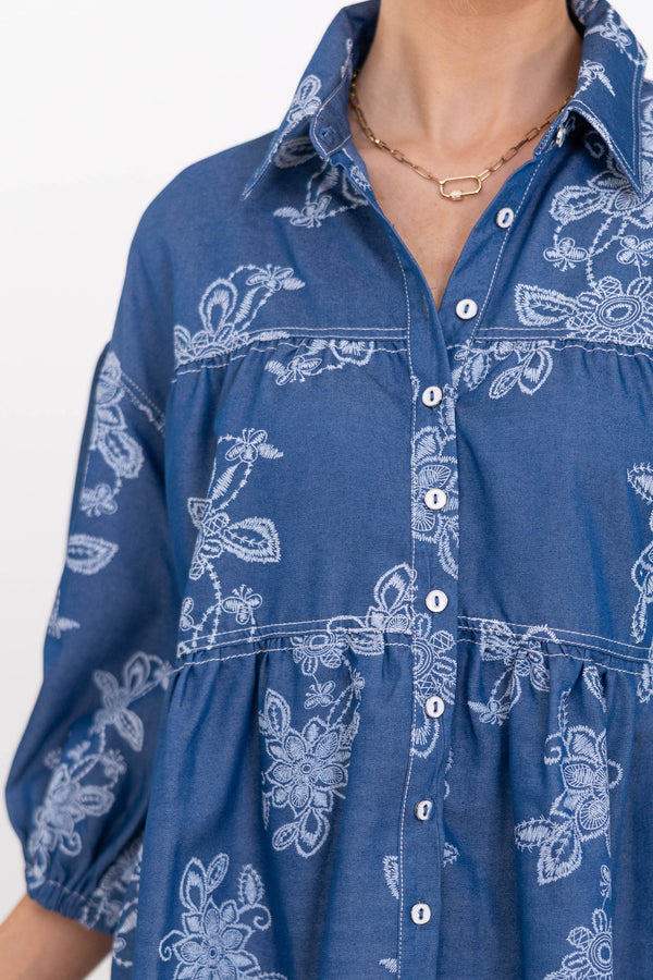 You’ll Reach For This Blue Floral Blouse