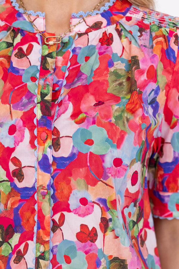 Trust Us On This One Red Floral Blouse