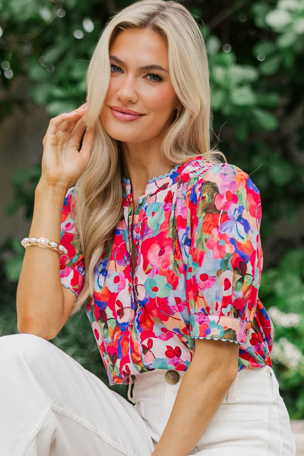 Trust Us On This One Red Floral Blouse
