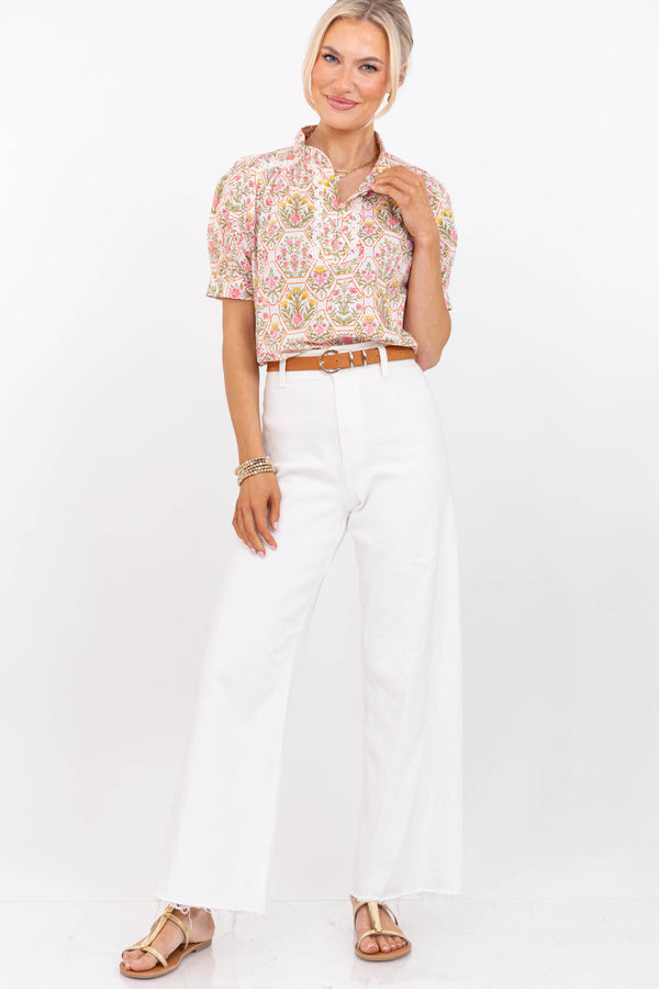 This One’s A Keeper Blush Ditsy Floral Blouse