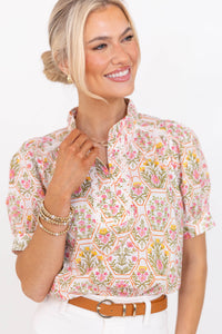 This One’s A Keeper Blush Ditsy Floral Blouse