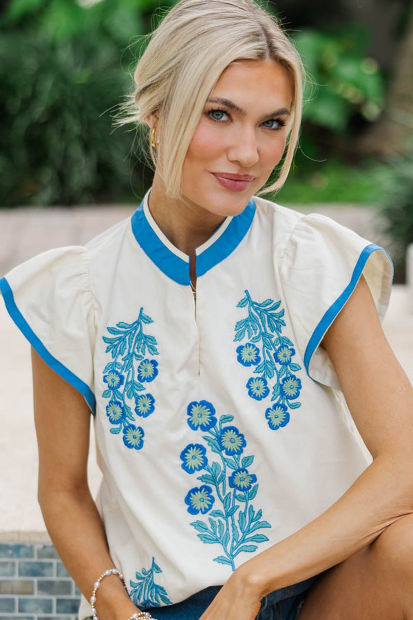 Just Makes Sense White Embroidered Blouse