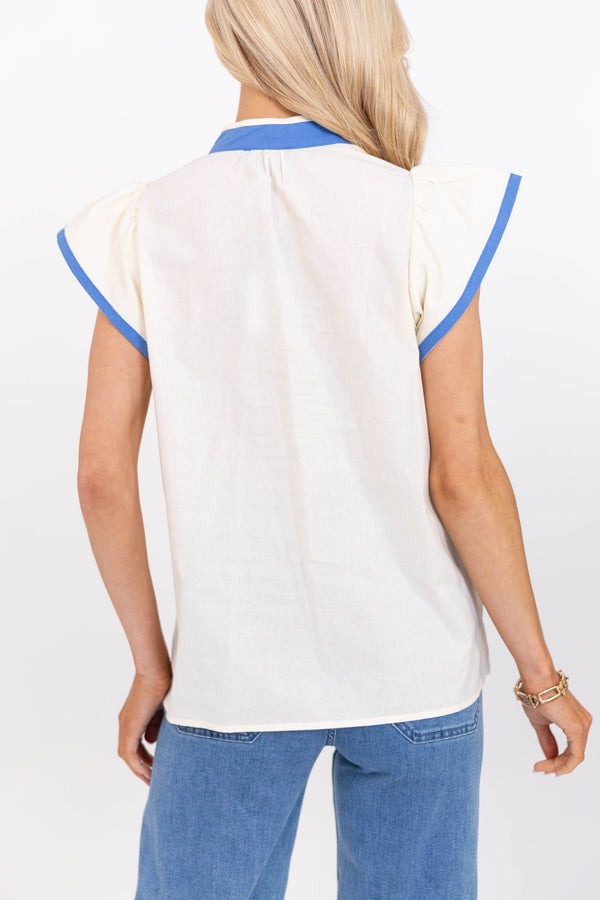 Just Makes Sense White Embroidered Blouse