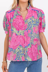 Hard To Pass Up Blue Floral Blouse