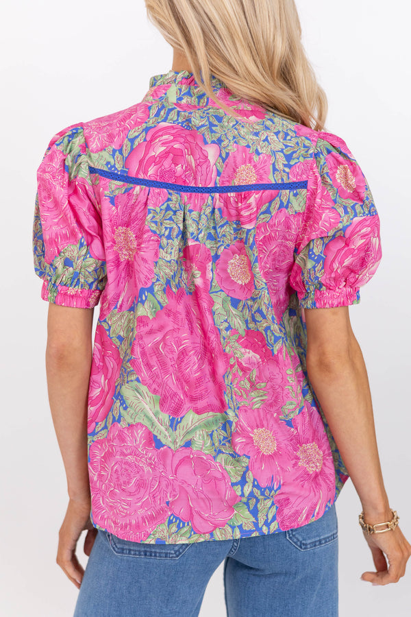 Hard To Pass Up Blue Floral Blouse