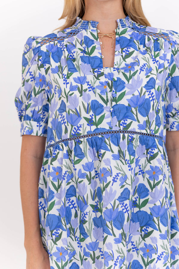 No Fuss Needed Blue Floral Dress
