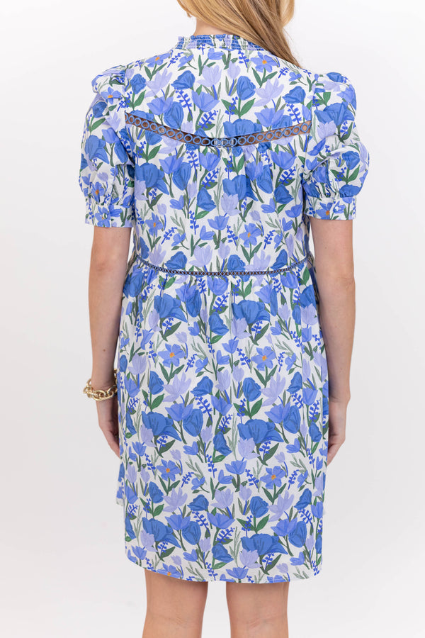 No Fuss Needed Blue Floral Dress