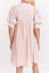 Out The Door Ready Blush Embroidered Dress