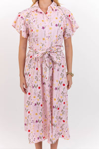 One Less Decision Pink Embroidered Midi Dress