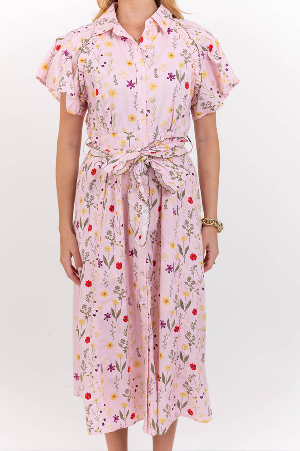 One Less Decision Pink Embroidered Midi Dress