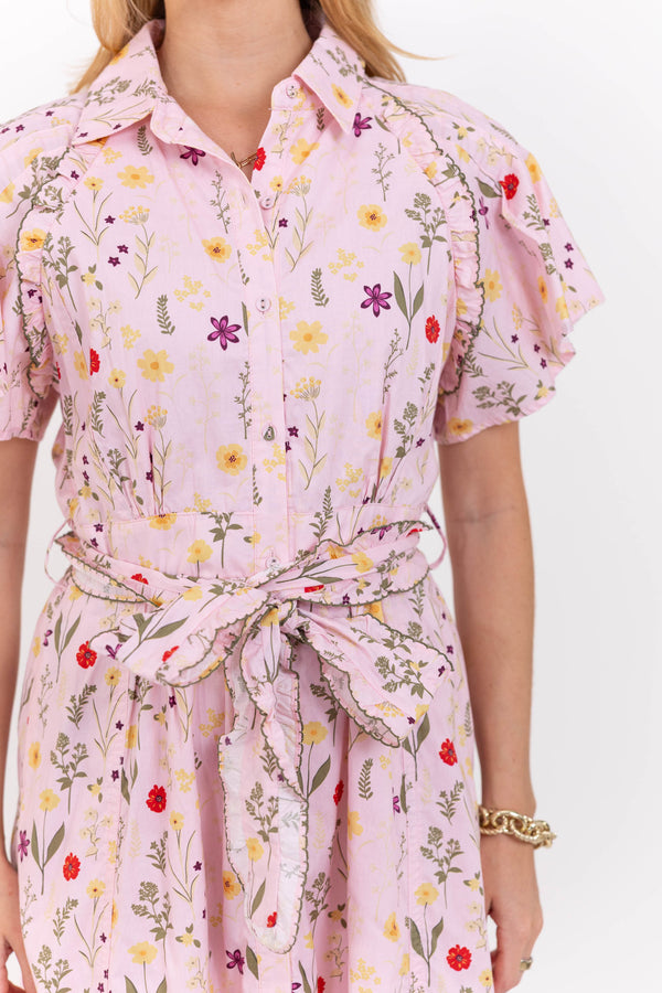 One Less Decision Pink Embroidered Midi Dress