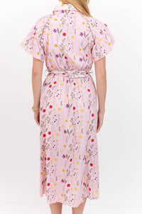 One Less Decision Pink Embroidered Midi Dress