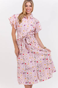 One Less Decision Pink Embroidered Midi Dress