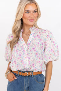 Just Makes Sense Lavender Floral Blouse