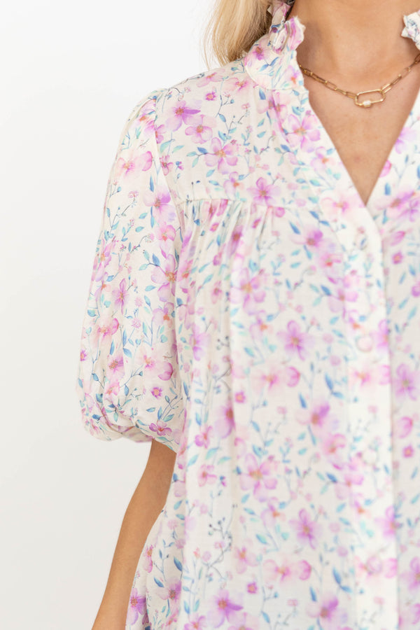 Just Makes Sense Lavender Floral Blouse