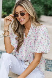 Just Makes Sense Lavender Floral Blouse