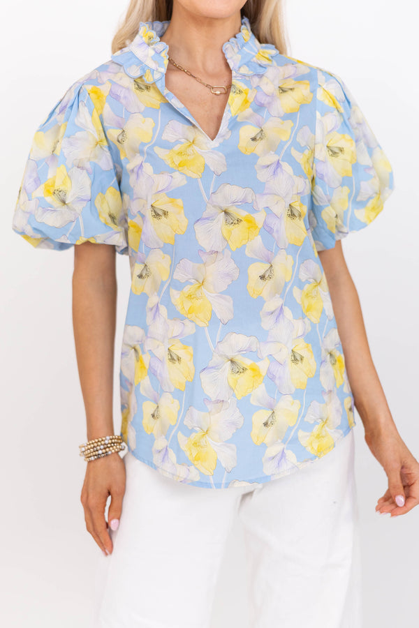 Weekend Uniform Blue Floral Blouse