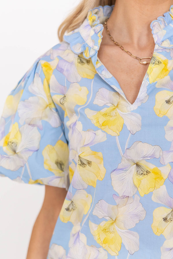 Weekend Uniform Blue Floral Blouse