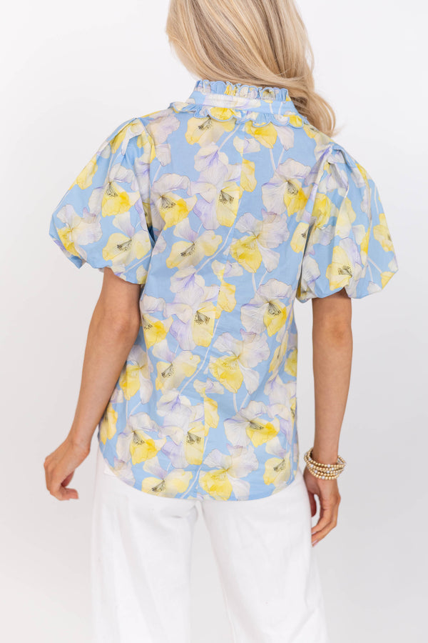 Weekend Uniform Blue Floral Blouse