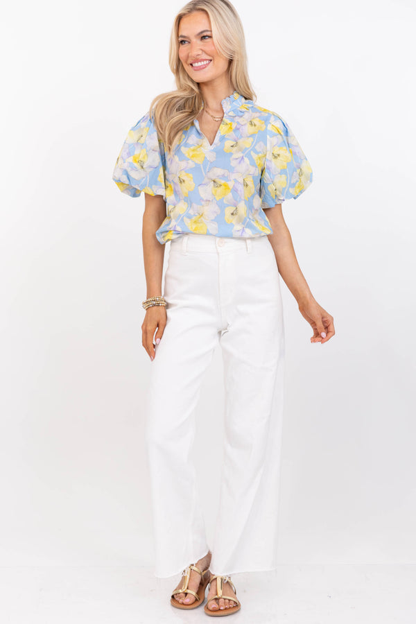 Weekend Uniform Blue Floral Blouse