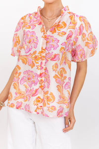 Running Around Pink Floral Blouse