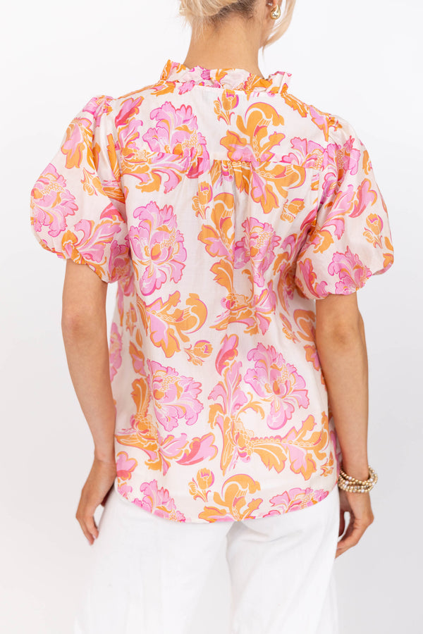 Running Around Pink Floral Blouse
