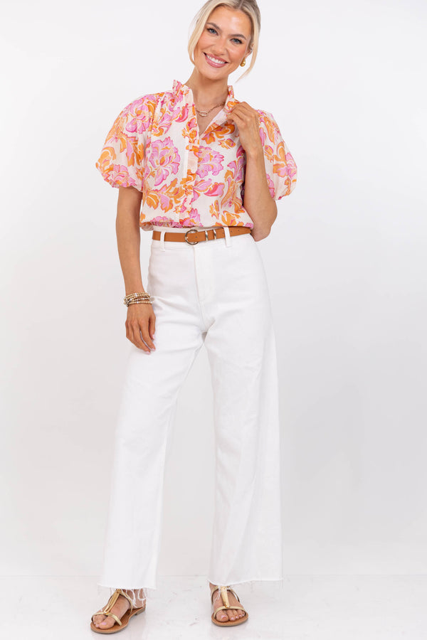 Running Around Pink Floral Blouse