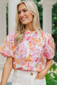 Running Around Pink Floral Blouse