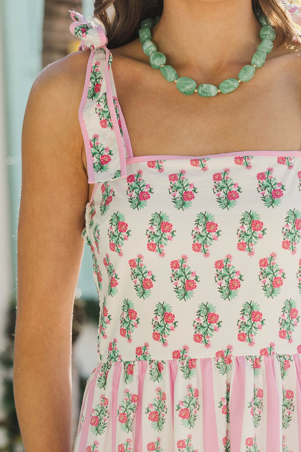 Can’t Stop Smiling Pink Medallion Midi Dress