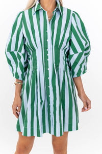 Grace In Motion Green Striped Dress