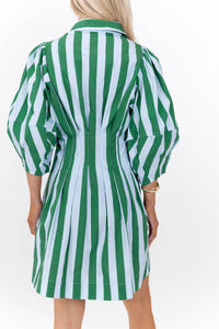 Grace In Motion Green Striped Dress