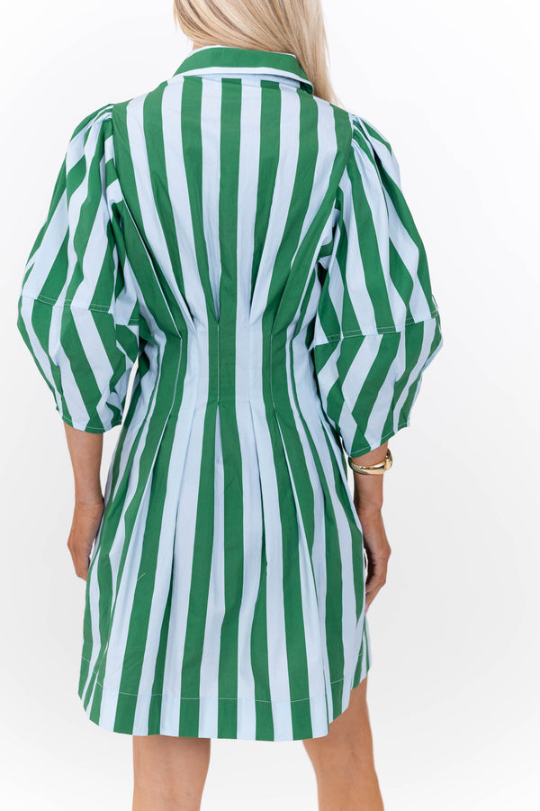 Grace In Motion Green Striped Dress