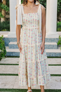 Weekend Wandering Yellow Ditsy Floral Maxi Dress