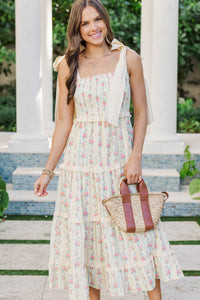 Weekend Wandering Yellow Ditsy Floral Maxi Dress