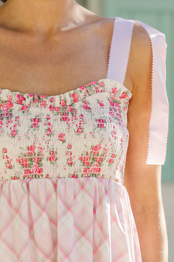 Live in Color Blush Mixed Print Midi Dress