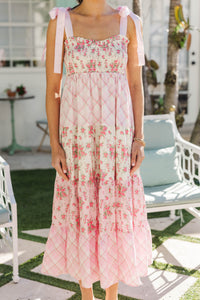 Live in Color Blush Mixed Print Midi Dress