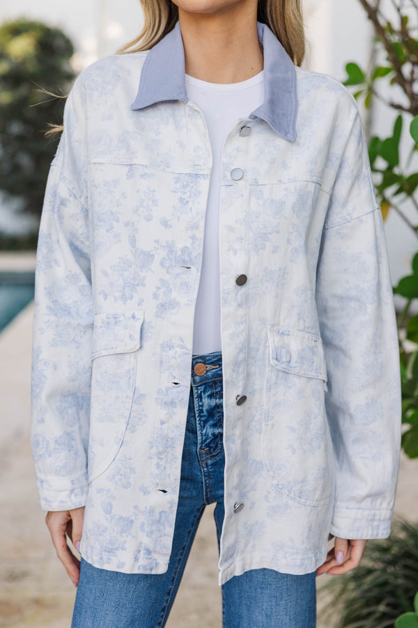 Your Go-To Favorite Light Blue Floral Jacket