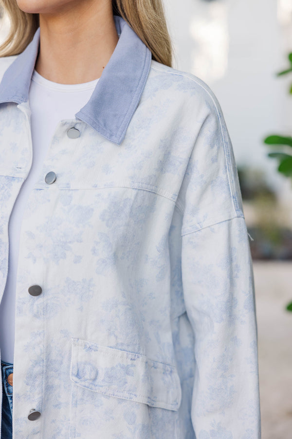Your Go-To Favorite Light Blue Floral Jacket