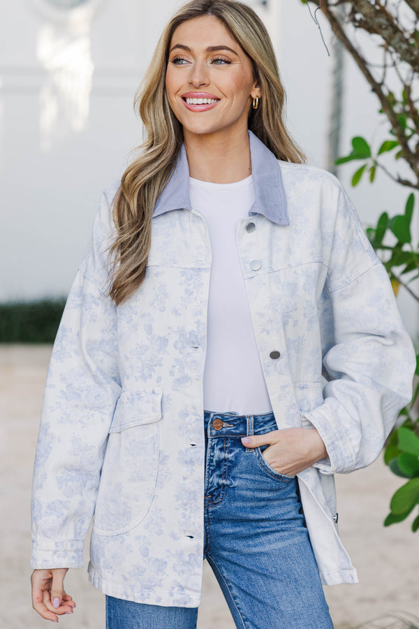 Your Go-To Favorite Light Blue Floral Jacket