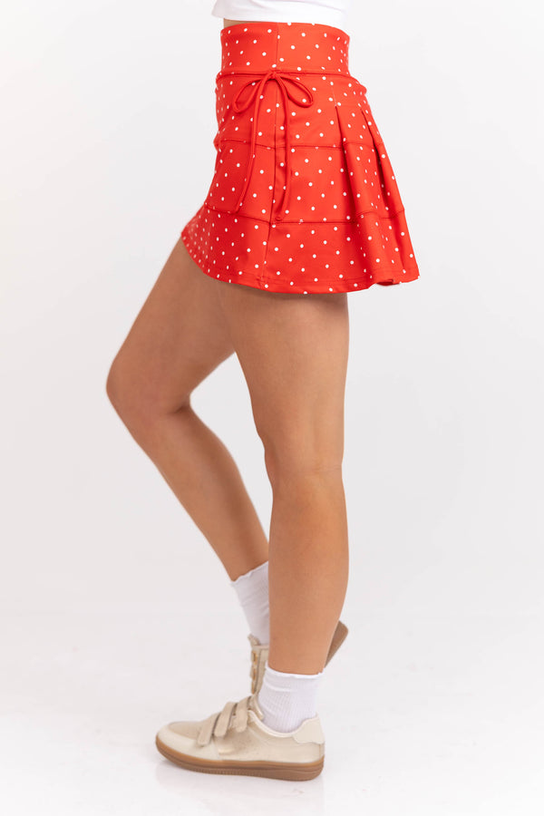 Lighthearted Days Red Polka Dot Skort